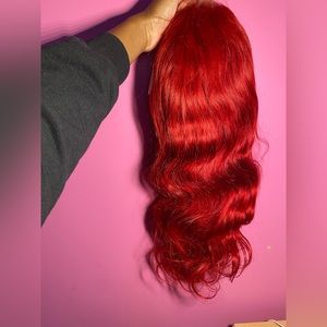 22” Fiery Red Frontal Wig – 13x4 – 180% Density – 100% Human Hair – New
